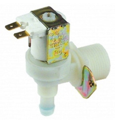 Válvula magnética simple acodado 230VAC entrada 3/4" salida 11,5mm reducción salida 1l/min