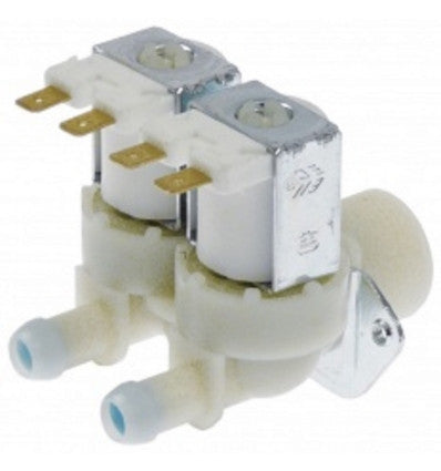 Válvula magnética doble recto 230VAC entrada 3/4" TP plástico salida 11,5mm